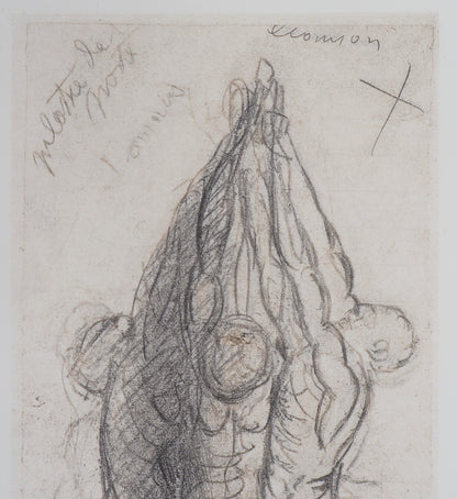 Auguste RODIN : Groupe de damnés suspendus par les bras - Gravure