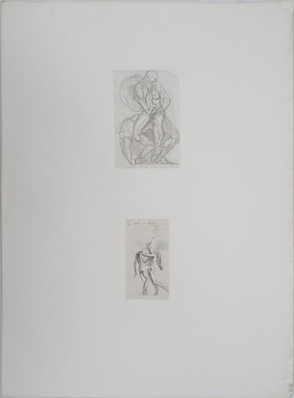 Auguste RODIN : Ombres et Lutte de Jacob avec l'ange - Gravure