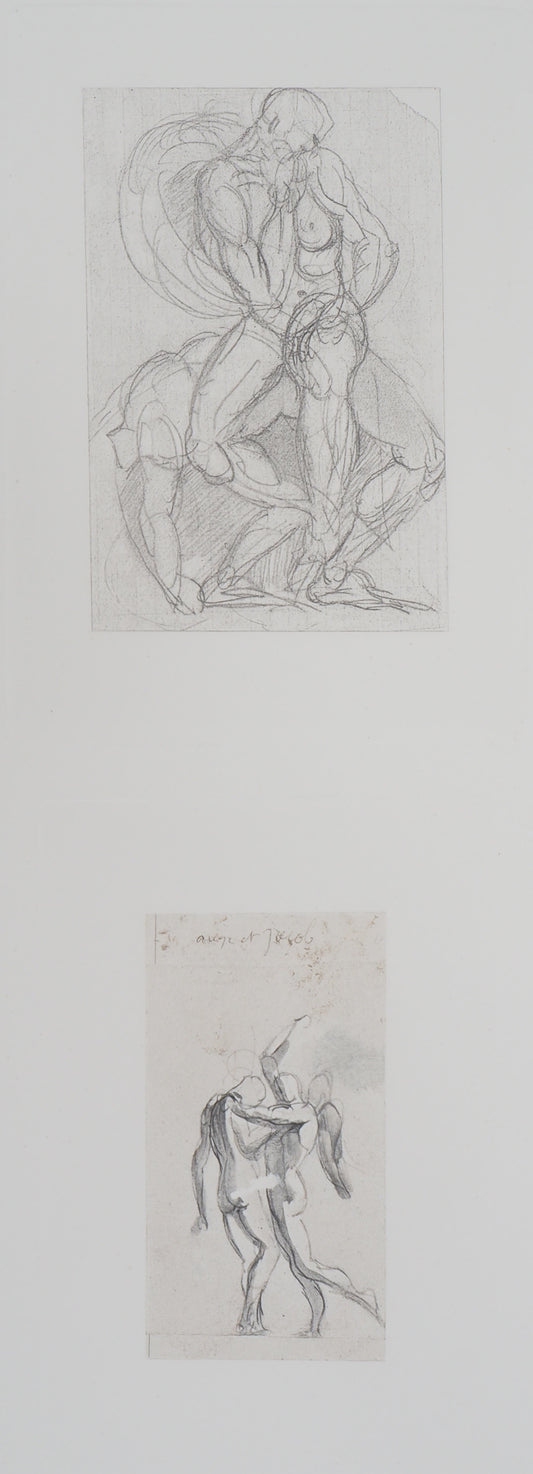 Auguste RODIN : Ombres et Lutte de Jacob avec l'ange - Gravure