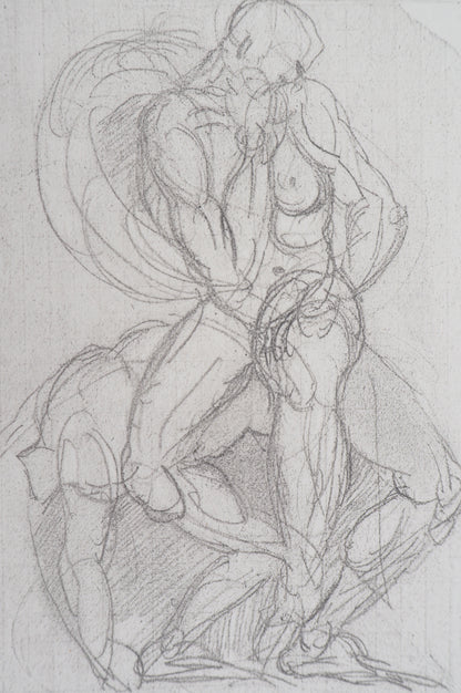 Auguste RODIN : Ombres et Lutte de Jacob avec l'ange - Gravure