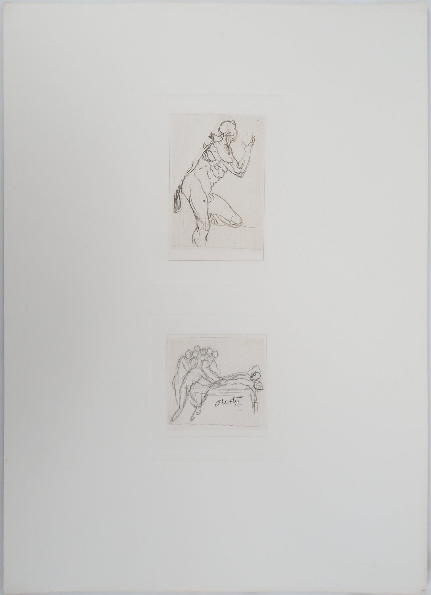 Auguste RODIN : Etudes pour la Tragédies - Gravure