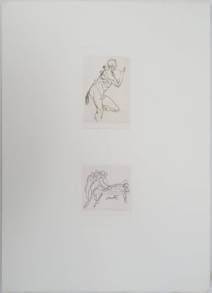 Auguste RODIN : Etudes pour la Tragédies - Gravure