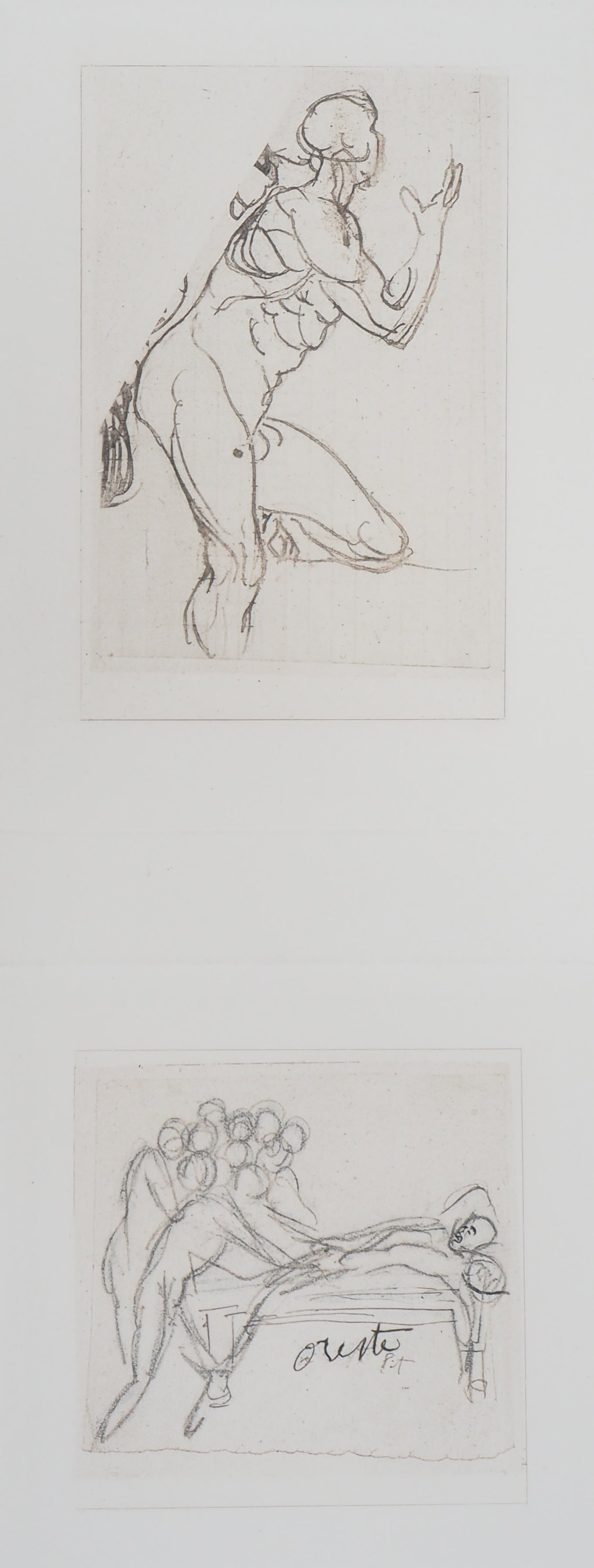 Auguste RODIN : Etudes pour la Tragédies - Gravure