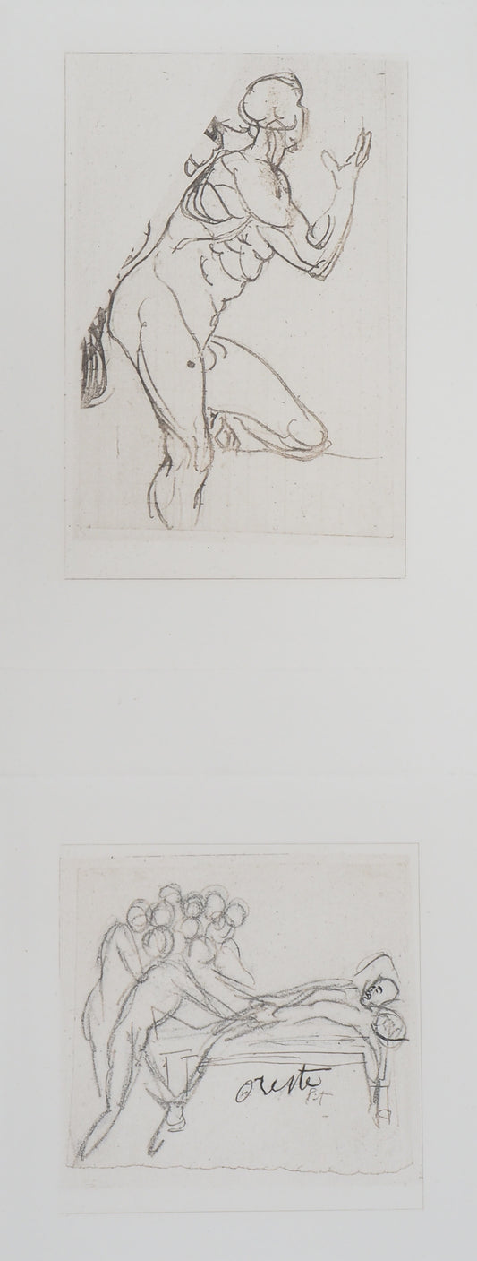 Auguste RODIN : Etudes pour la Tragédies - Gravure