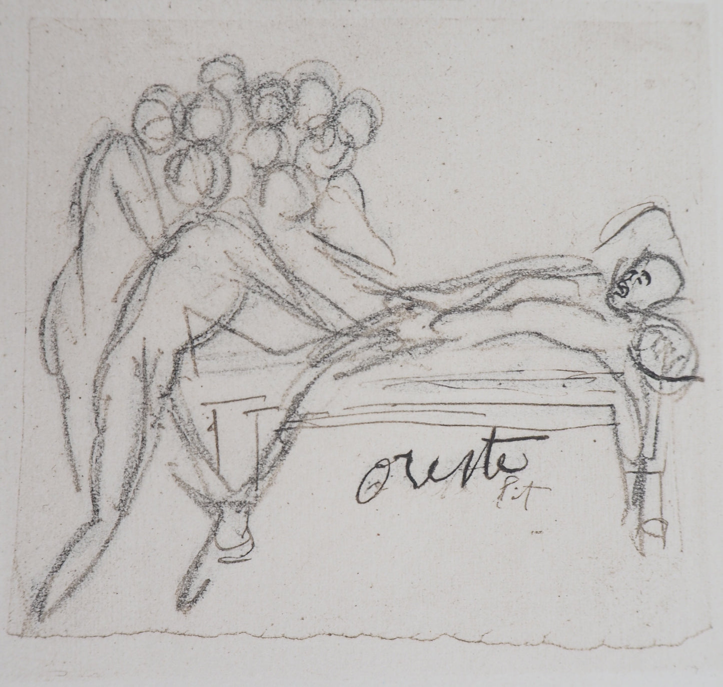 Auguste RODIN : Etudes pour la Tragédies - Gravure