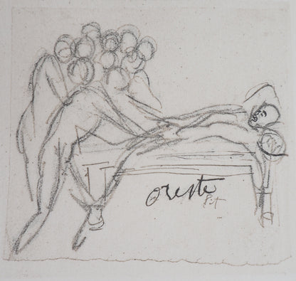 Auguste RODIN : Etudes pour la Tragédies - Gravure