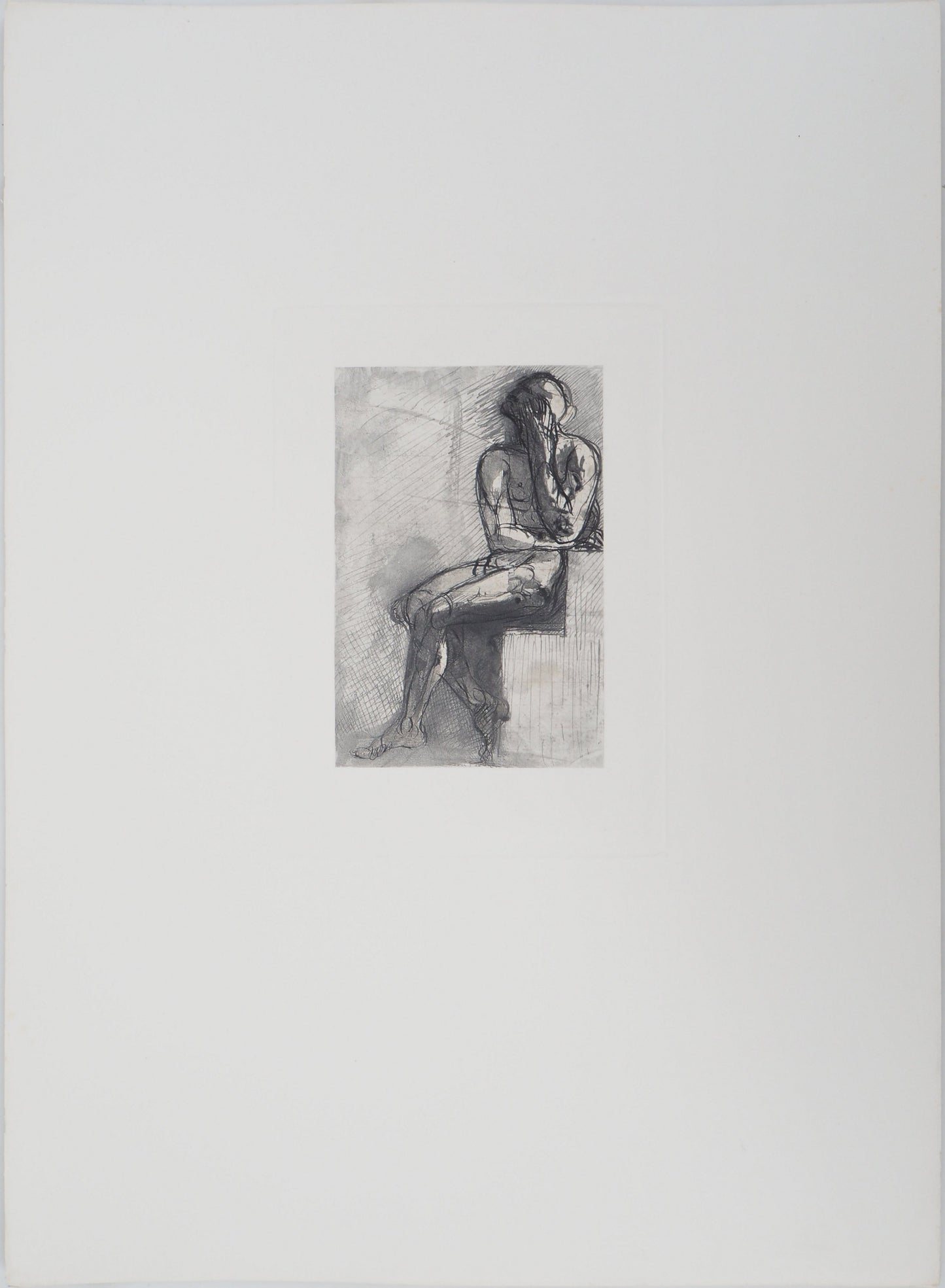 Auguste RODIN : Homme assis - Gravure