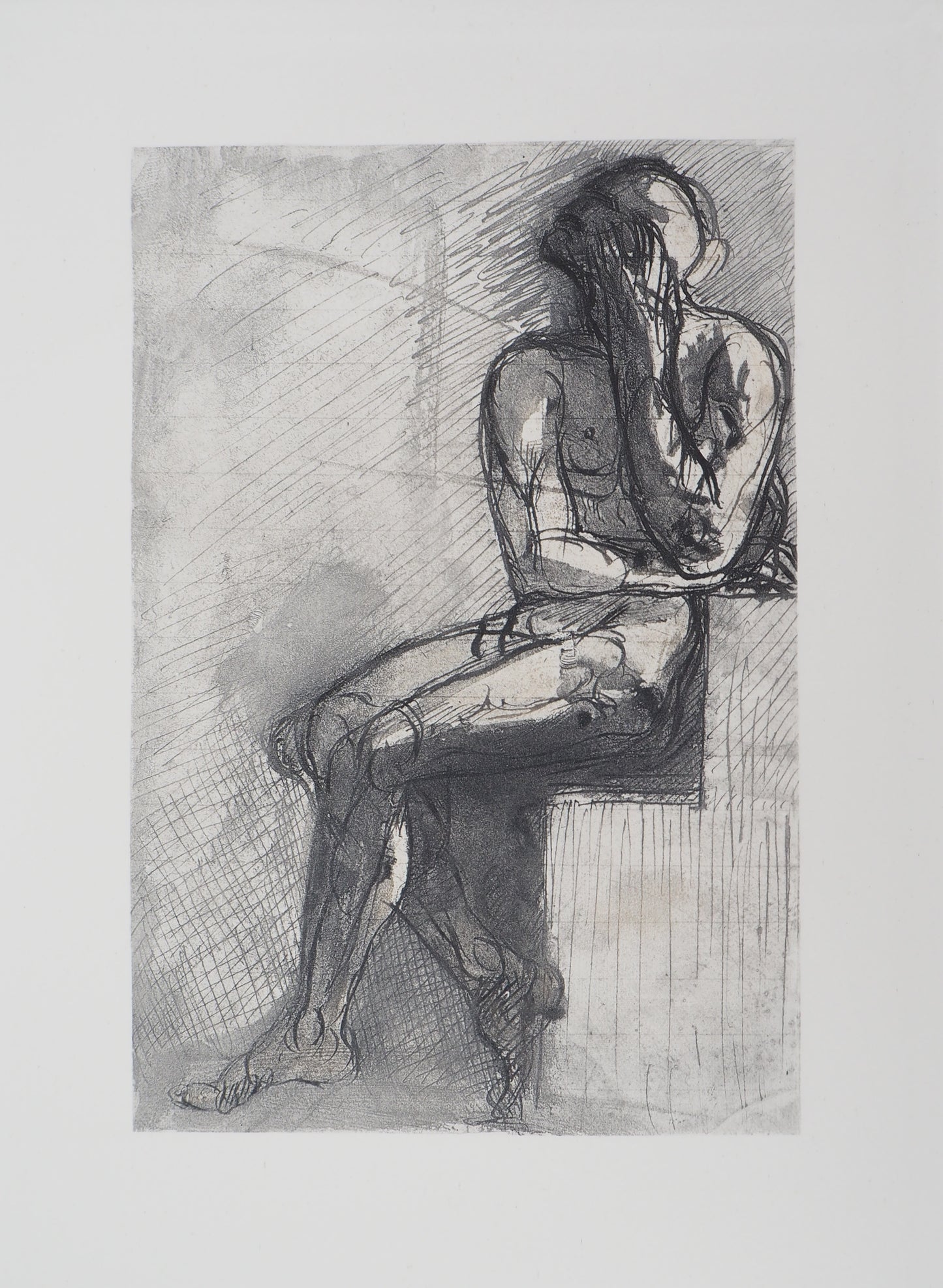 Auguste RODIN : Homme assis - Gravure