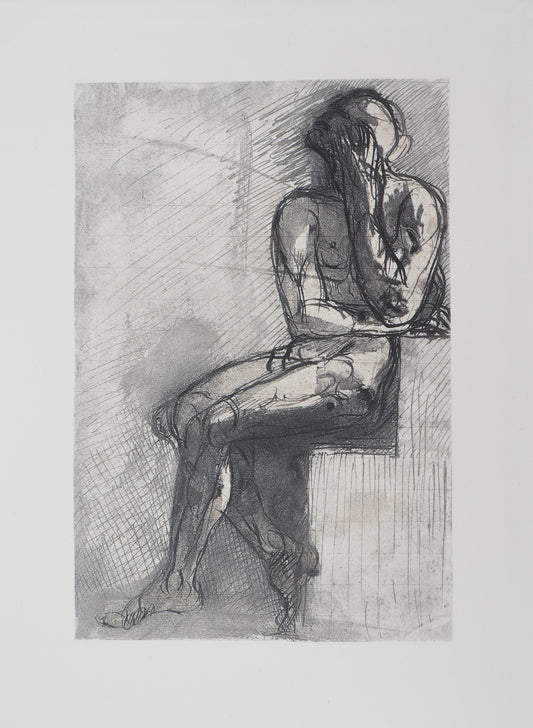 Auguste RODIN : Homme assis - Gravure