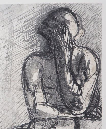 Auguste RODIN : Homme assis - Gravure