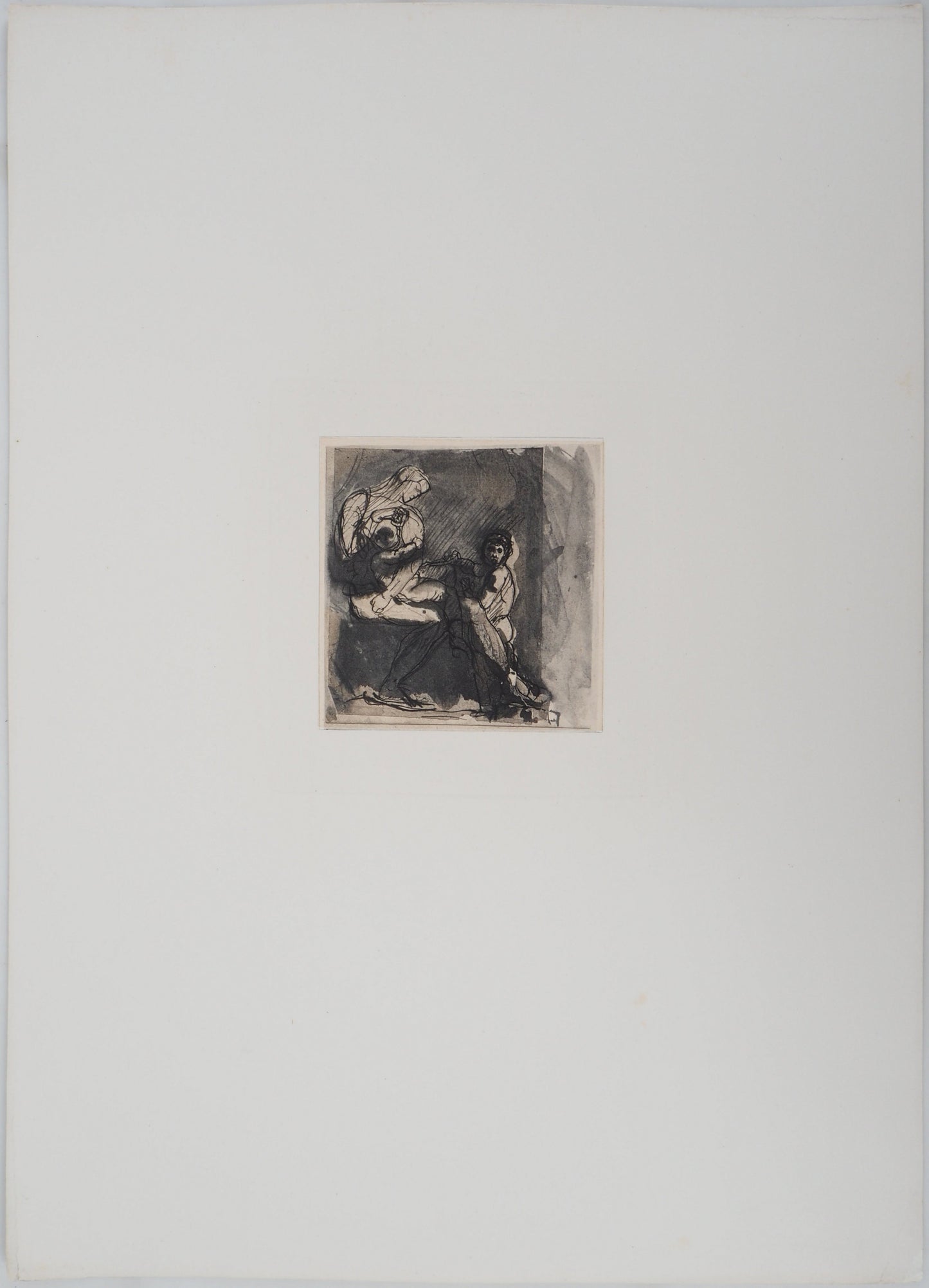 Auguste RODIN : Scène familiale - Gravure