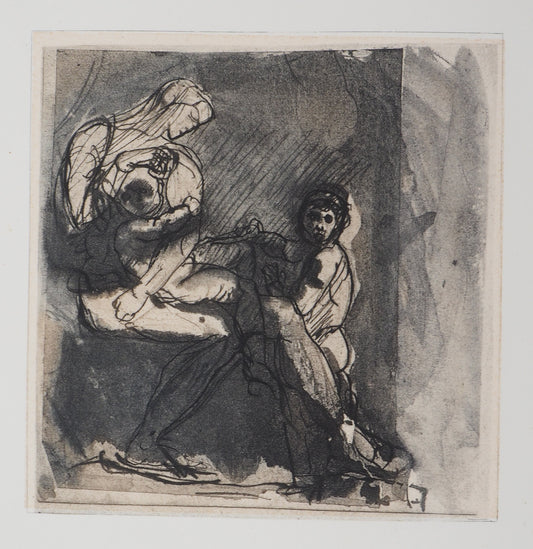 Auguste RODIN : Scène familiale - Gravure