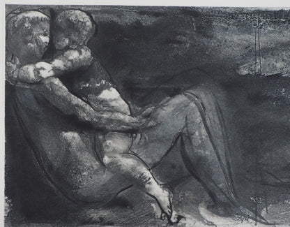 Auguste RODIN : Femme et enfant allongés - Gravure