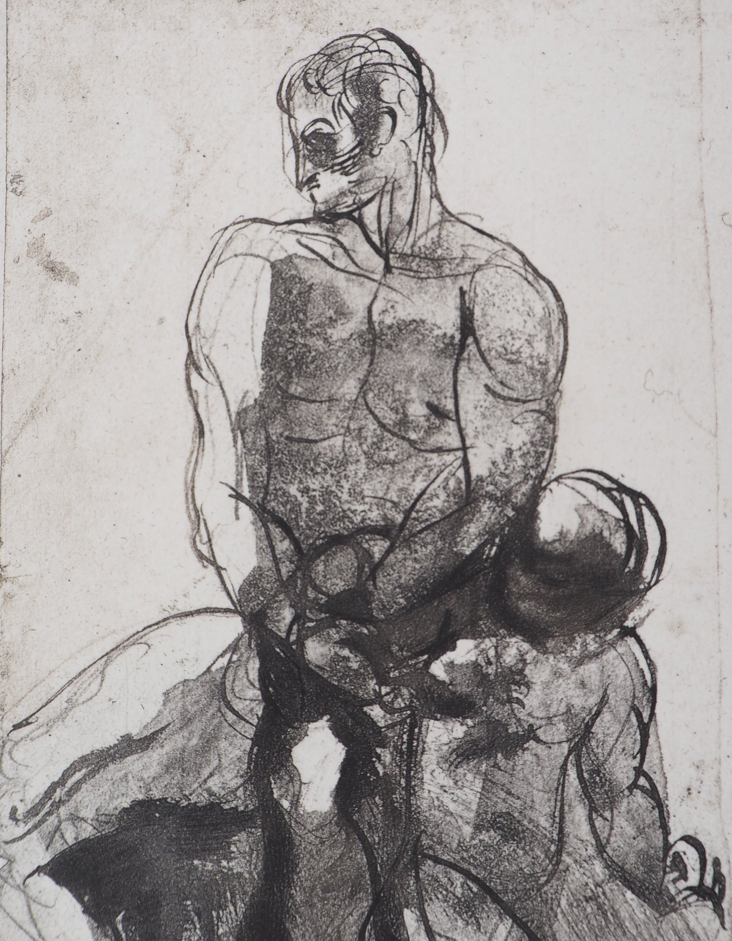 Auguste RODIN : Père et enfant - Gravure