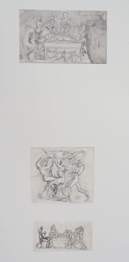Auguste RODIN :  Vénus, étude de vase et bas-relief - Gravure