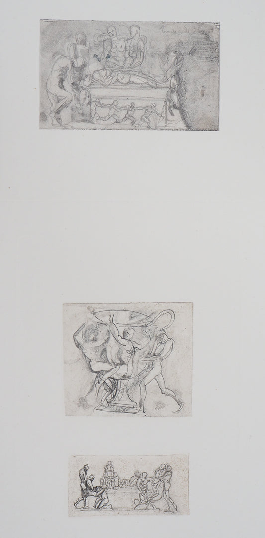 Auguste RODIN :  Vénus, étude de vase et bas-relief - Gravure