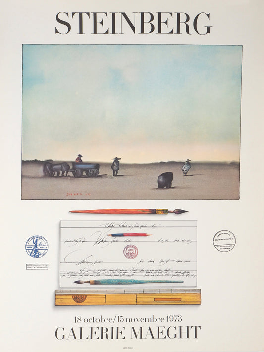 Saul STEINBERG : Galerie Maeght Expo 1973 - Affiche originale