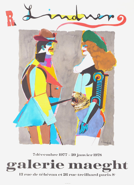 Richard LINDNER : Couple avec un tigre - Lithographie originale signée