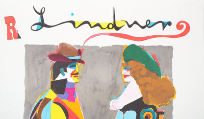 Richard LINDNER : Couple avec un tigre - Lithographie originale signée