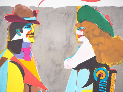 Richard LINDNER : Couple avec un tigre - Lithographie originale signée