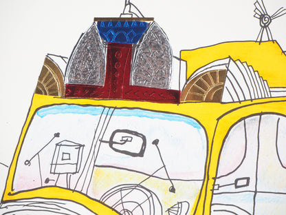 Saul STEINBERG : Galerie Maeght Expo 1977 - Lithographie originale signée