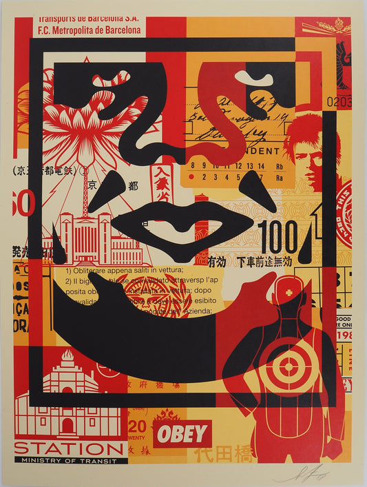 Shepard FAIREY (OBEY) : Face collage III - Lithographie originale signée