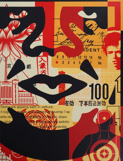 Shepard FAIREY (OBEY) : Face collage III - Lithographie originale signée