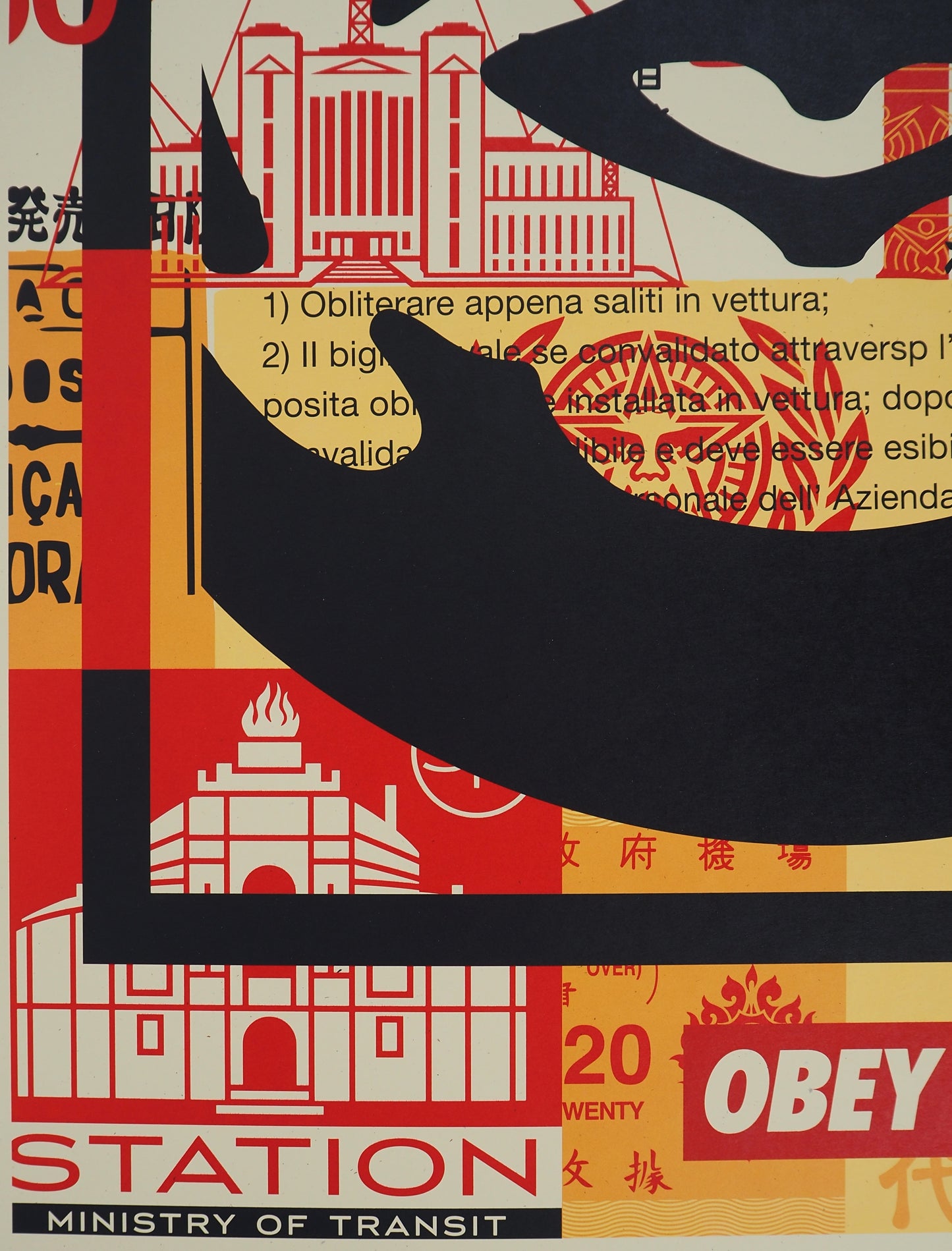Shepard FAIREY (OBEY) : Face collage III - Lithographie originale signée