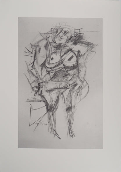 Willem DE KOONING : Portrait de femme en noir - Lithographie signée
