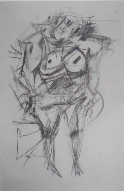Willem DE KOONING : Portrait de femme en noir - Lithographie signée