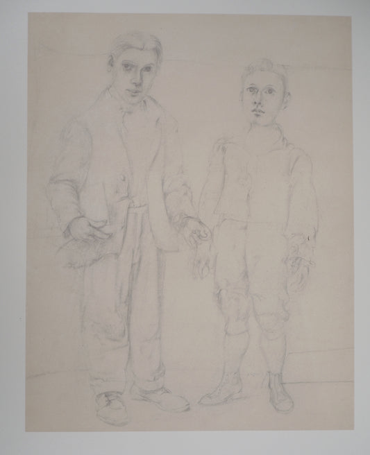 Willem DE KOONING : Autoportrait avec un frère imaginaire  - Lithographie