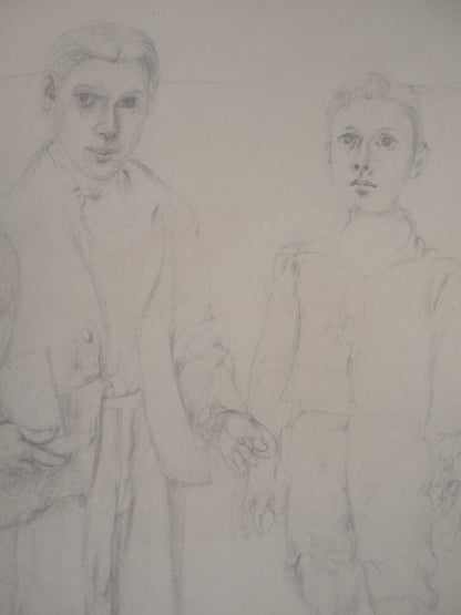 Willem DE KOONING : Autoportrait avec un frère imaginaire  - Lithographie