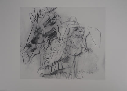 Willem DE KOONING : Personnages fauves dans le paysage - Lithographie signée