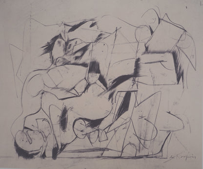 Willem DE KOONING : Abstraction en noir et blanc - Lithographie signée
