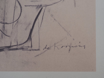 Willem DE KOONING : Abstraction en noir et blanc - Lithographie signée