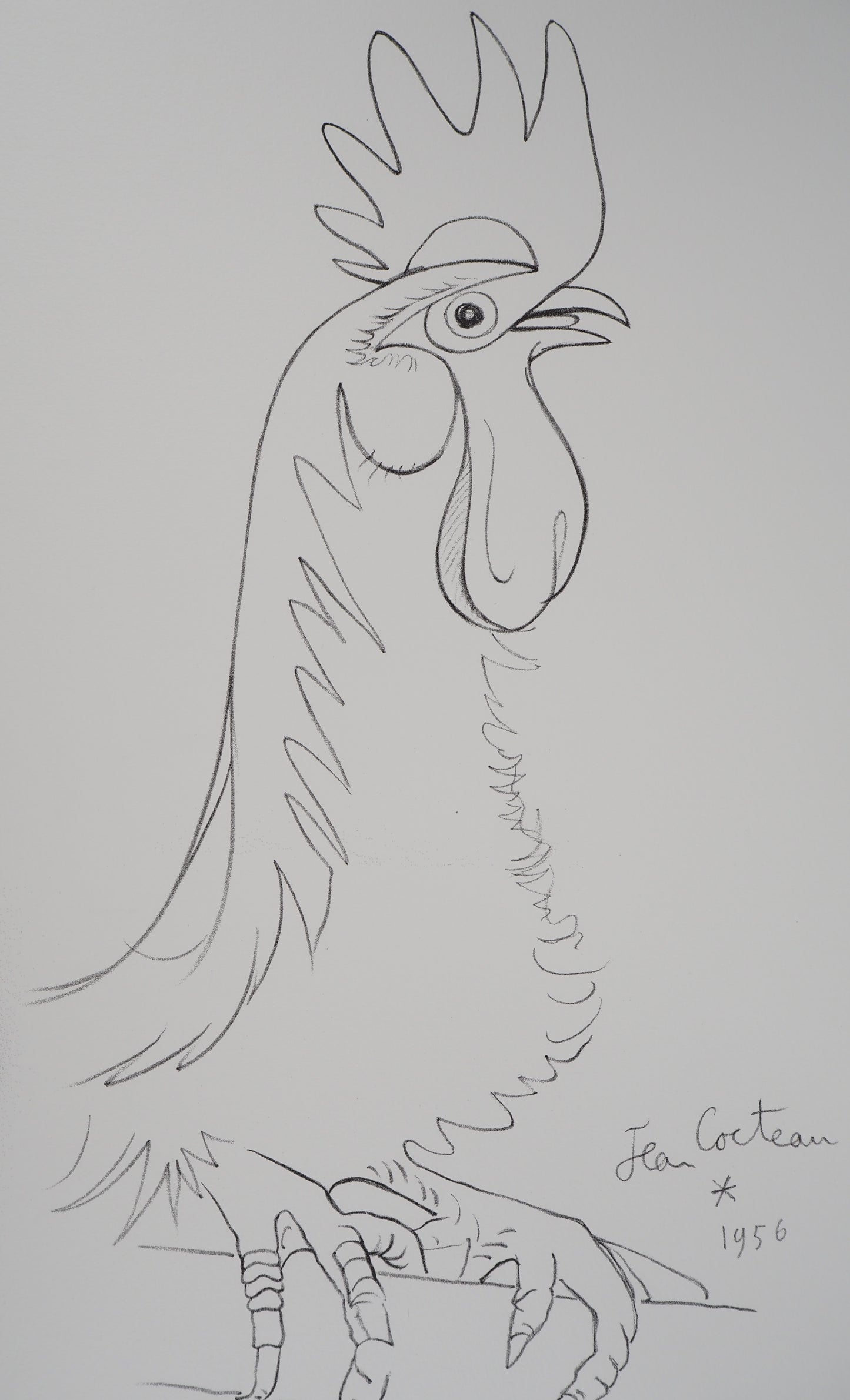 Jean COCTEAU : Fierté - Le Coq, Lithographie signée