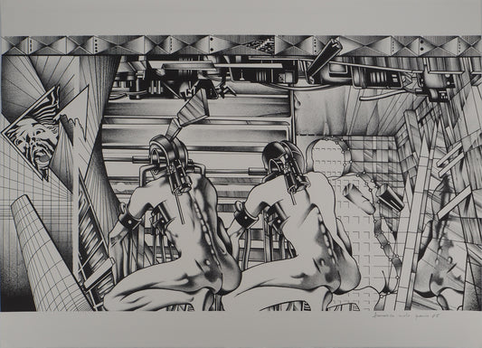 Francisco MELO : Guerriers futuristes - Lithographie originale signée