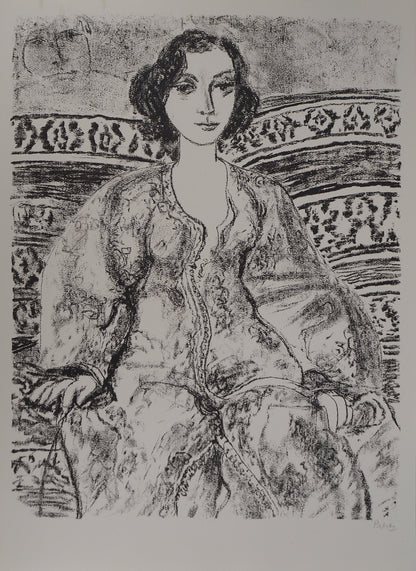 Leopoldo PRESAS : Jeune femme sur le sofa - Lithographie originale signée