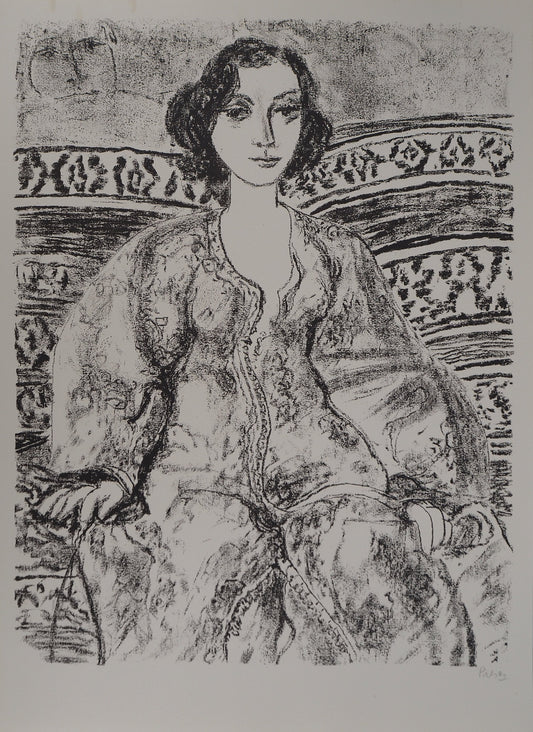 Leopoldo PRESAS : Jeune femme sur le sofa - Lithographie originale signée