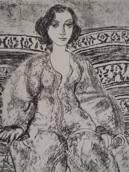 Leopoldo PRESAS : Jeune femme sur le sofa - Lithographie originale signée