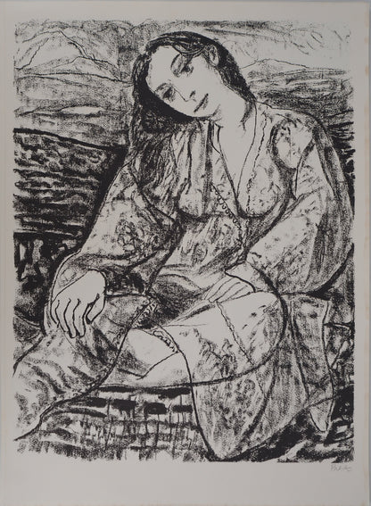 Leopoldo PRESAS : Jeune femme romantique - Lithographie originale signée