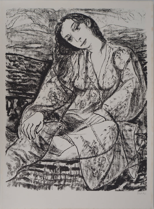 Leopoldo PRESAS : Jeune femme romantique - Lithographie originale signée