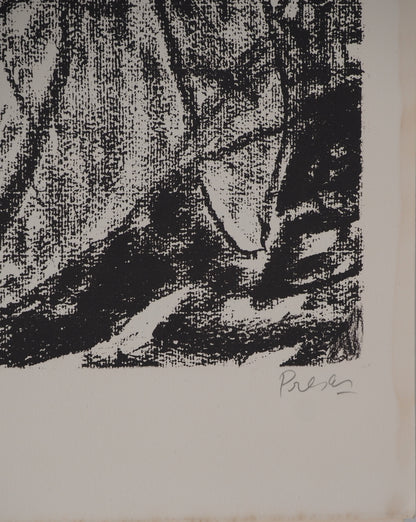 Leopoldo PRESAS : Jeune femme romantique - Lithographie originale signée