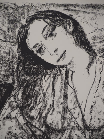 Leopoldo PRESAS : Jeune femme romantique - Lithographie originale signée