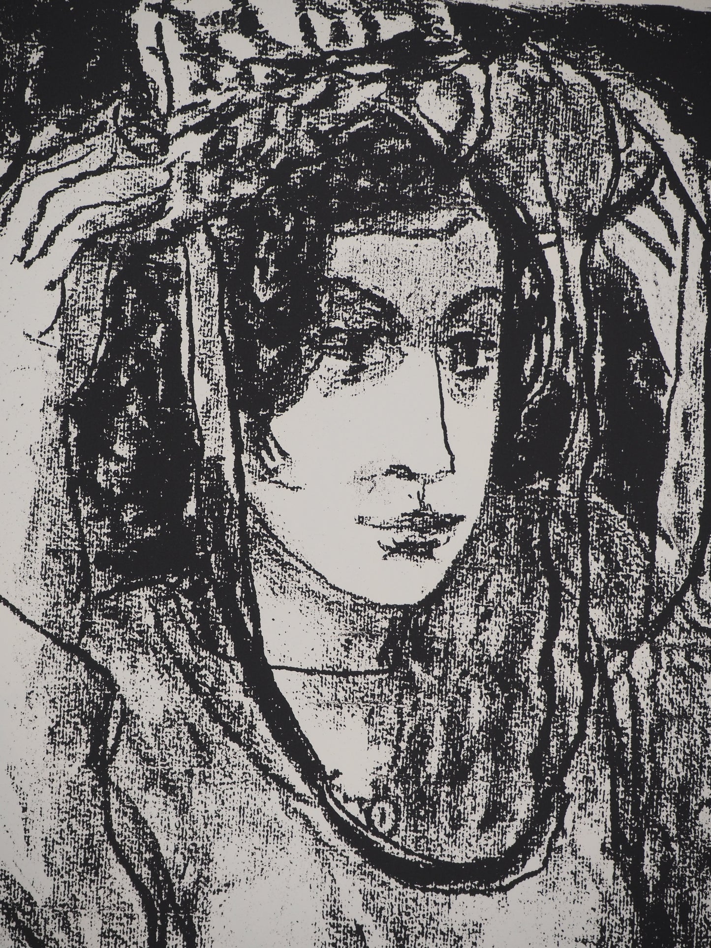 Leopoldo PRESAS : Jeune femme au chapeau de paille - Lithographie originale signée