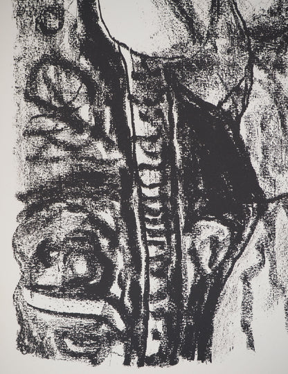 Leopoldo PRESAS : Jeune femme au chapeau de paille - Lithographie originale signée