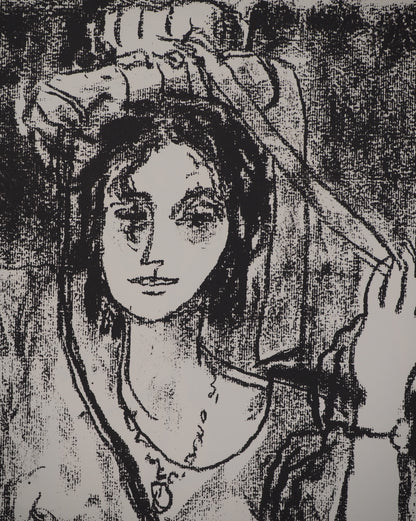 Leopoldo PRESAS : Jeune femme au chapeau - Lithographie originale signée