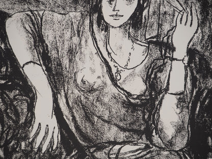 Leopoldo PRESAS : Jeune femme au chapeau - Lithographie originale signée