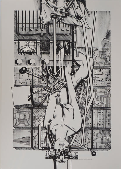 Francisco MELO : Nu féminin futuriste - Lithographie originale signée