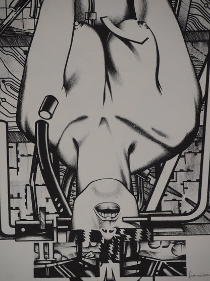 Francisco MELO : Nu féminin futuriste - Lithographie originale signée